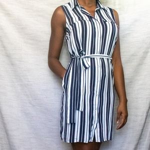 Forever 21 Striped Sleeveless Button Down Dress